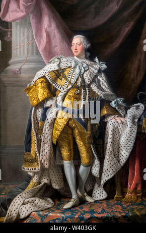 George III (1738–1820). Portrait of King George III in Coronation Robes by Allan Ramsay (1713-1784) and studio, oil on canvas, c.1765 Stock Photo