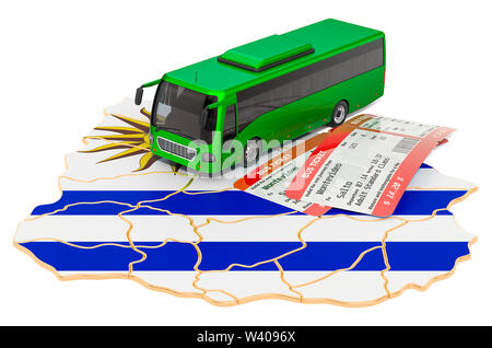 Bus travel in Uruguay, concept. 3D rendering isolated on white background Stock Photo