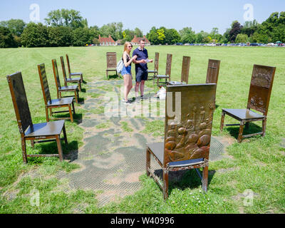 The Jurors, Installation Art, about struggle for freedom, equal rights and the rule of law, Runnymede, Surrey, England, UK, GB. Stock Photo