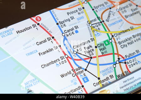 New York subway map on smartphone screen Stock Photo