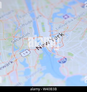 New York map on computer display Stock Photo