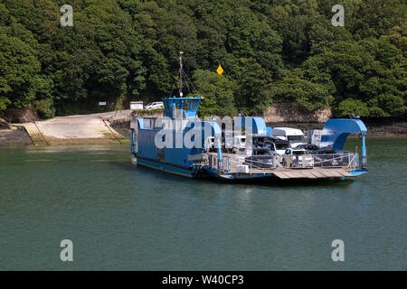 The King Harry vehicular chain ferry in the Fal River EstuaryCornwall, England. Crosses between the parishes of Feock and Philleigh. Stock Photo