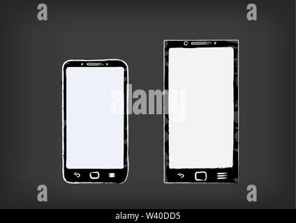 small and big drawn smartphone Stock Vector