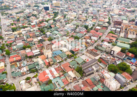 Residential areas and streets of Manila, Philippines, top view. Roofs ...