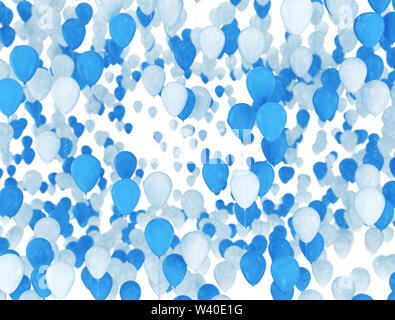 Balloons background - Blue and white 3d render balloons isolated on white background Stock Photo