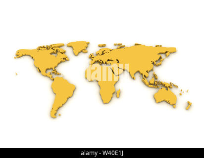 3D world map orange. Isolated on white background Stock Photo