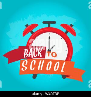 Isolated alarm clock. Back to school poster - Vector Stock Vector