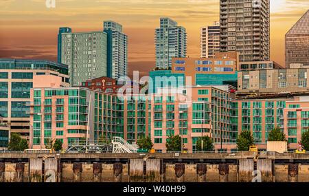 Seattle Condos and Hotels from Puget sound Stock Photo