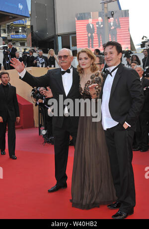 CANNES, FRANCE. May 23, 2010: Director Nikita Mikhalkov (glasses), actress Nadezhda Mihalkova & actor Artem Menshikov at the premiere of their movie 'Exodus - Burnt by the Sun' at the 63rd Festival de Cannes. © 2010 Paul Smith / Featureflash Stock Photo