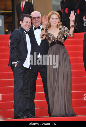 CANNES, FRANCE. May 23, 2010: Director Nikita Mikhalkov (glasses), actress Nadezhda Mihalkova & actor Artem Menshikov at the premiere of their movie 'Exodus - Burnt by the Sun' at the 63rd Festival de Cannes. © 2010 Paul Smith / Featureflash Stock Photo