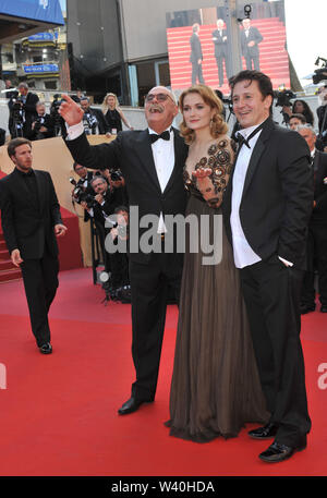 CANNES, FRANCE. May 23, 2010: Director Nikita Mikhalkov (glasses), actress Nadezhda Mihalkova & actor Artem Menshikov at the premiere of their movie 'Exodus - Burnt by the Sun' at the 63rd Festival de Cannes. © 2010 Paul Smith / Featureflash Stock Photo