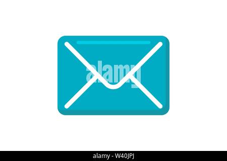 Mail message flat blue icon. Send letter isolated. Vector envelope illustration Stock Vector