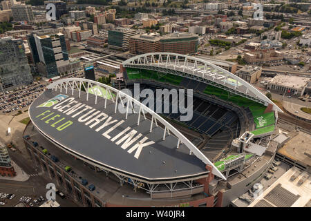 aerial view of CenturyLink Field multi-purpose stadium,  Seattle, Washington, United States of America Stock Photo