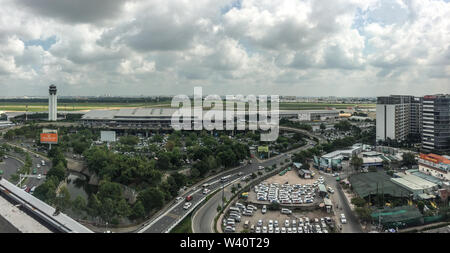 Saigon, Vietnam - Jul 6, 2019. Aerial view of Tan Son Nhat Airport (SGN). Tan Son Nhat is the busiest airport in Vietnam with with 38.5 million passen Stock Photo