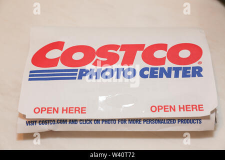Princeton, NJ, USA. July 6, 2019: Photo Center of Costco package envelope-Image Stock Photo