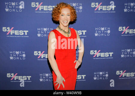 New York City, United States. 19th July, 2019. Actress and Comedian Kathy Griffin attends the 'Kathy Griffin: A Hell of a Story' Premiere in New York. Credit: SOPA Images Limited/Alamy Live News Stock Photo