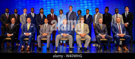 Charlotte, North Carolina, USA. 18th July, 2019. 2019 ACC Football Kickoff Coastal Division player and coach group photo on July 18, 2019 at the Westin Hotels & Resorts in Charlotte, N.C. Credit: Ed Clemente/ZUMA Wire/Alamy Live News Stock Photo