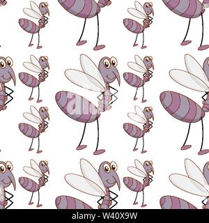Seamless pattern tile cartoon with ants illustration Stock Vector