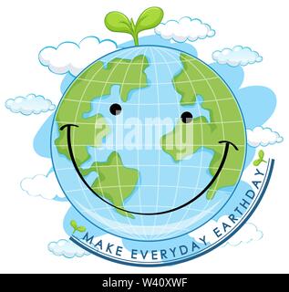 Smiling earth day poster illustration Stock Vector