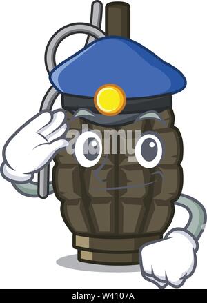 Police grenade isolated with on the character vector illustration Stock Vector