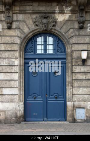 Typical blue door of Bordeaux Stock Photo