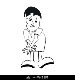 Cartoon Shy Man in illustration isolated a white background Stock Vector