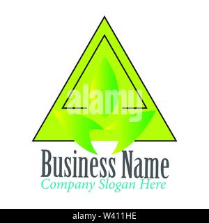 Simple Modern Triangle with Leaf logo design inspiration - Vector Stock Vector