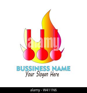 laboratory glass in a fire, symbolizing work that must always be on time and always experiment - vector Stock Vector