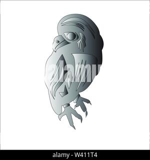 silver bird perched on a branch Stock Vector
