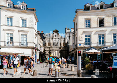 Vannes, France - August 6, 2018: Street scene in historical centre of the town of Vannes Stock Photo