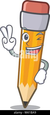Two finger pencil isolated with in the mascot vector illustration Stock Vector