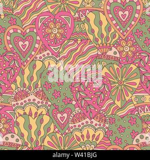Set of abstract doodle hearts on white background Stock Vector