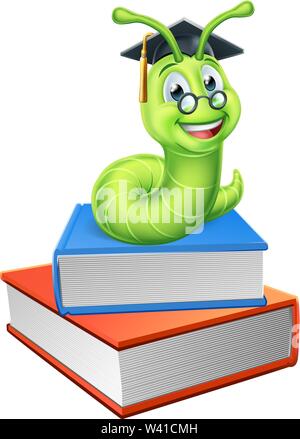 Bookworm Worm and Books Stock Vector