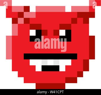 Emoticon Face Pixel Art 8 Bit Video Game Icon Stock Vector