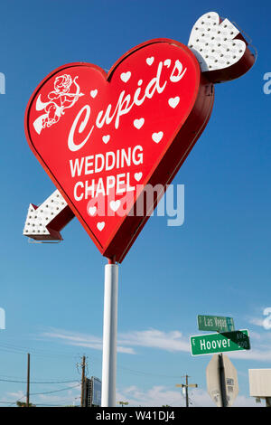 Heartshaped wedding chapel sign in Las Vegas, Nevada Stock Photo