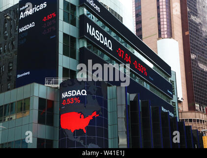 Nasdaq quotation on illuminated boards in Times Square Stock Photo