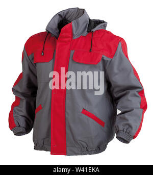 Protective working jacket with hoodie isolated on white background Stock Photo