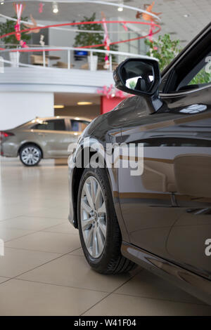 Russia, Izhevsk - July 18, 2019: New cars in the Toyota showroom. Famous world brand. Prestigious vehicles. Stock Photo