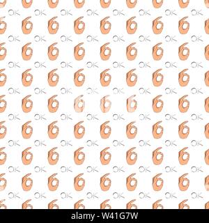 Hand gesture pattern on white background Stock Vector