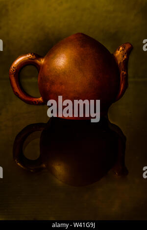Chinese clay vintage teapot isolated Stock Photo