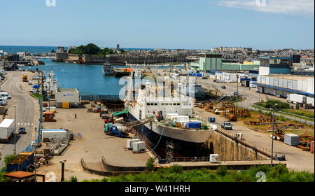 View of the commercial port of Concarneau. Finistere. Bretagne. France Stock Photo