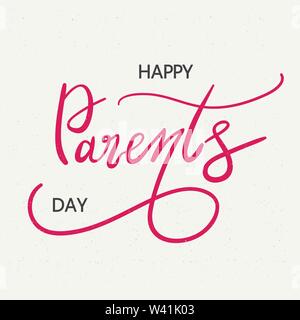 Happy parents day typography by write hand vector text on white background graphic Stock Vector