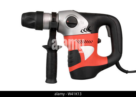 Powerful professional rotary hammer drill isolated on white background with clipping path Stock Photo