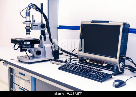 Digital microscope with a screen for viewing test samples Stock Photo