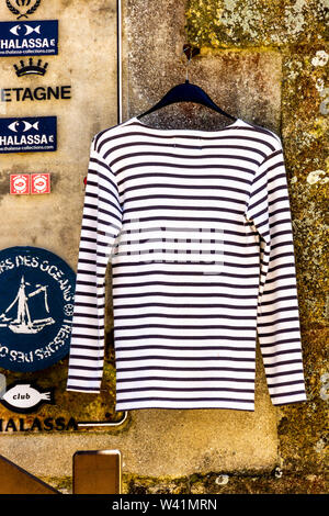 Typical Breton striped tops on sale. Bretagne. France Stock Photo