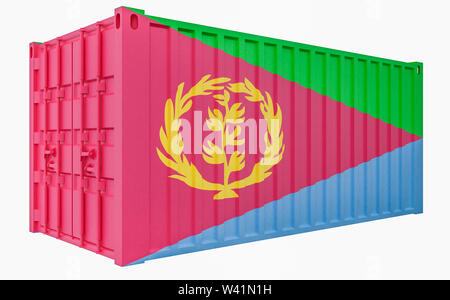 3D Render of Cargo Container with Eritrea Flag Stock Photo