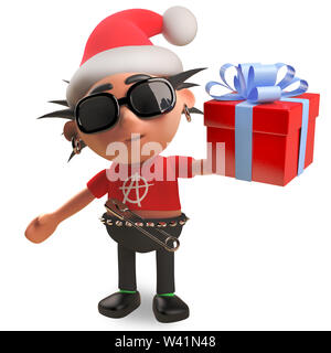 3d cartoon punk rocker wearing an army helmet and holding an assault ...