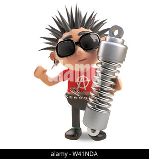 Cool 3d punk rocker with spikey hair holding a blank sign, 3d ...