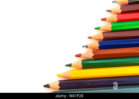 Color pencils in a row group isolated on white Stock Photo