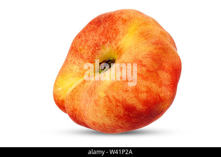 Flat peach isolated on white. Full depth of field. Stock Photo